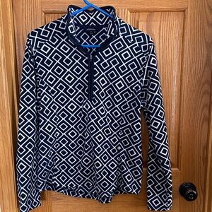 Lands' End dark blue and White Geometric Women's Top